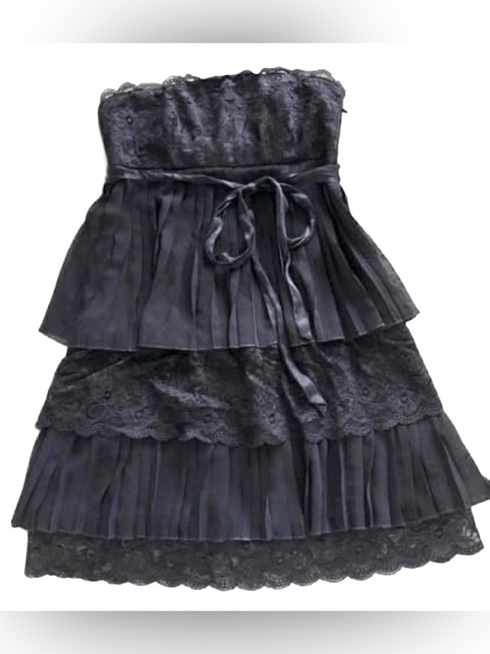 Vintage guess ruffled tiered bow mini dress size 1